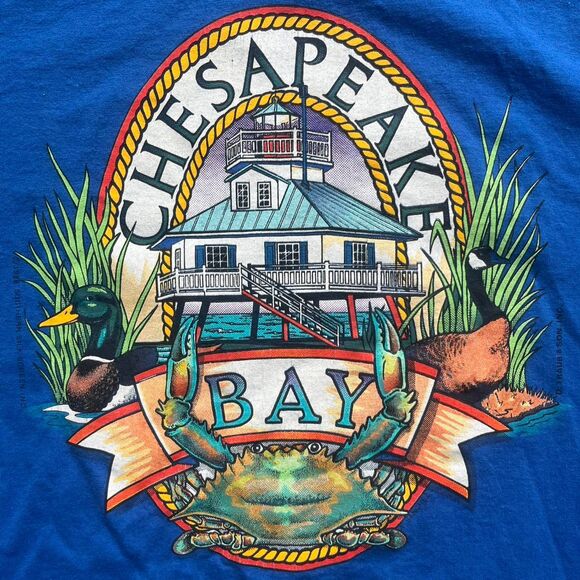 Vintage 1988 Chesapeake Bay Goose Crab Duck Single Stitch T-Shirt Men's XL - Picture 3 of 6